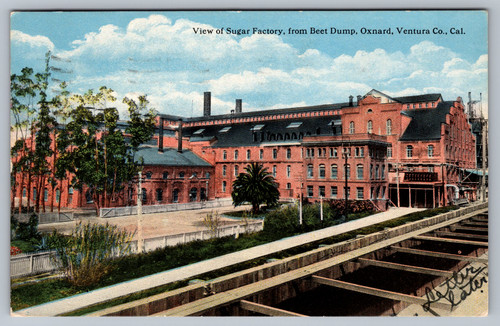 Postcard view sugar - of, factory